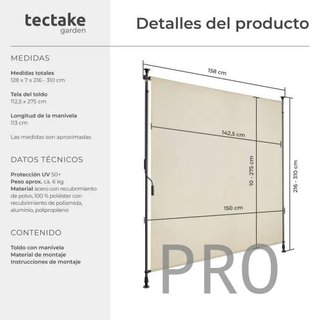 Toldo de pinza para exterior color beige