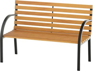Banco de Madera 2 Plazas, Banco de Exterior, Jardín, Balcón o Terraza 122X60X83Cm, Negro y Color Madera