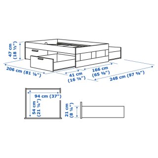 Cama IKEA BRIMNES 160x200 con 4 cajones
