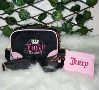 Bolso Negro Juicy Couture con Detalles Rosa