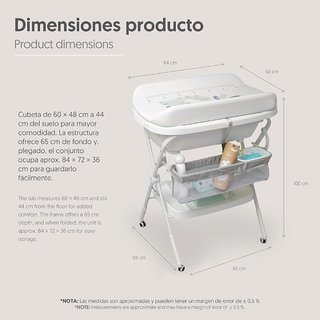 Cambiador y bañera para bebé plegable