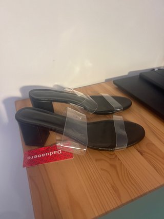 Zapatos tacón transparente negros talla 40