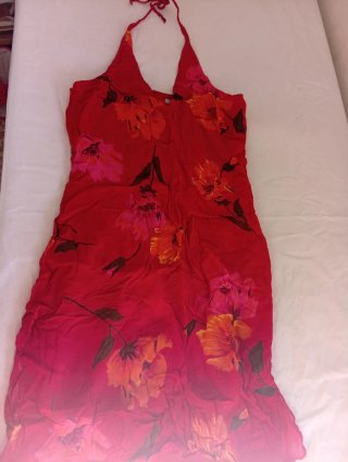 Vestito floreale rosso taglia unica