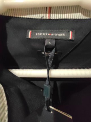 Polo Tommy Hilfiger Hombre Manga Larga Negro