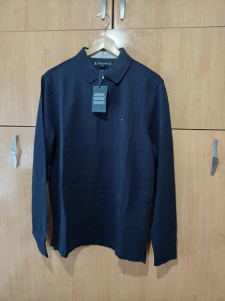 Polo Tommy Hilfiger Hombre Manga Larga azul