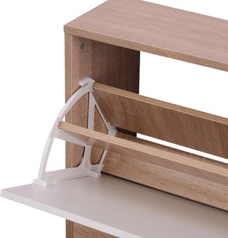 Juego de Muebles de Entrada 3 Piezas con Banco Zapatero, Perchero de Pared y Espejo, Armario para Dormitorio y Pasillo en Madera, 80X27X46.5 Cm Color Madera y Blanco