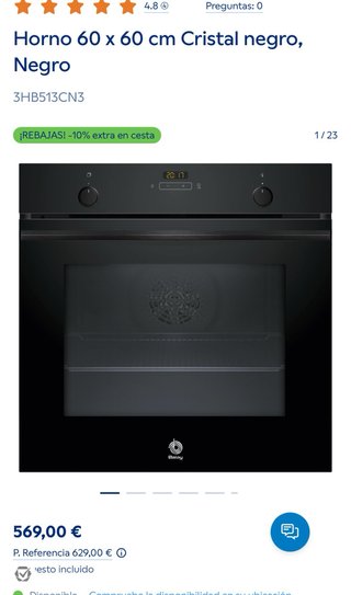 Horno 60x60 cm Cristal Negro
