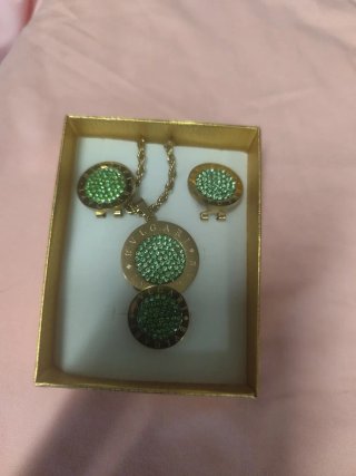 Conjunto Bulgari Cadena y Pendientes Verde
