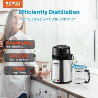 Máquina Purificadora de Agua Destilada de 4L para Encimera con Interior de Acero Inoxidable