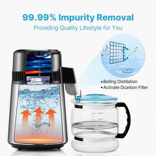 Máquina Purificadora de Agua Destilada de 4L para Encimera con Interior de Acero Inoxidable