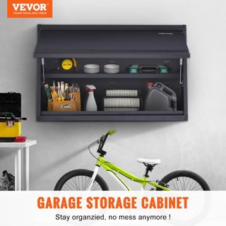 Gabinete de Almacenamiento de Metal, Capacidad de Carga de 54.4 kg por Estante, Gabinete de Garaje de Acero con Recubrimiento en Polvo Montado en la Pared de 50.8 cm de Alto con Estante Ajustable,...
