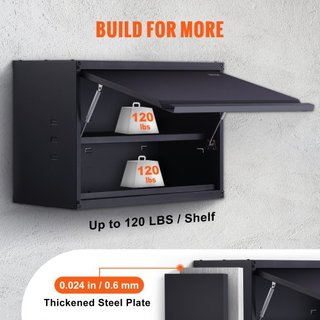 Gabinete de Almacenamiento de Metal, Capacidad de Carga de 54.4 kg por Estante, Gabinete de Garaje de Acero con Recubrimiento en Polvo Montado en la Pared de 50.8 cm de Alto con Estante Ajustable,...