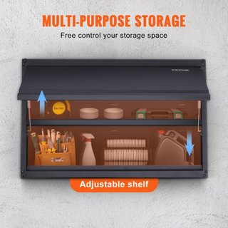 Gabinete de Almacenamiento de Metal, Capacidad de Carga de 54.4 kg por Estante, Gabinete de Garaje de Acero con Recubrimiento en Polvo Montado en la Pared de 50.8 cm de Alto con Estante Ajustable,...