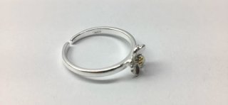 Anillo Plata Flor Dorada