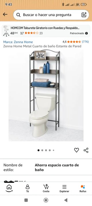 Estantería Baño Aluminio y Madera