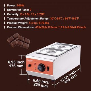 Máquina de Templado de Chocolate Olla de Derretir Chocolate 4.1 kg 2 Tanques