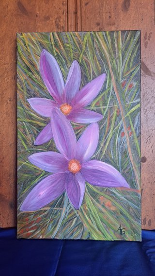 Quadro Flores Roxas Acrílico/Óleo