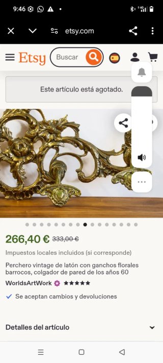 Colgador perchero bronce antiguo