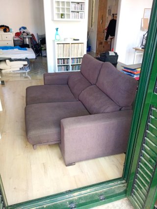Sofá extensible y reclinable marrón