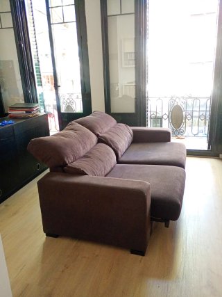 Sofá extensible y reclinable marrón