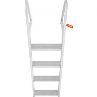 Escalera de muelle, 4 escalones desmontables, capacidad de carga de 350 lbs, escalera de barco de aleación de aluminio con escalón de 4'' de ancho y diseño de pedal antideslizante, fácil de instal...