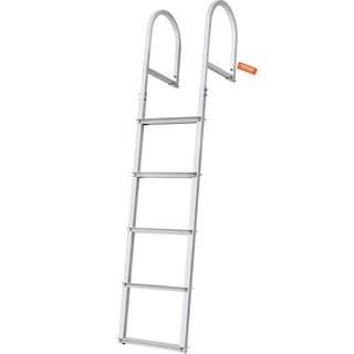 Escalera de muelle, desmontable de 5 escalones, capacidad de carga de 500 lbs, escalera de barco de aleación de aluminio con escalón de 3.1'' de ancho y pedal antideslizante, fácil de instalar par...