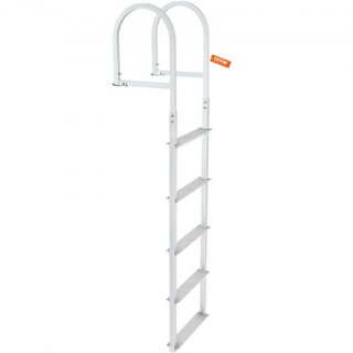 Escalera de muelle, desmontable de 5 escalones, capacidad de carga de 500 lbs, escalera de barco de aleación de aluminio con escalón de 3.1'' de ancho y pedal antideslizante, fácil de instalar par...