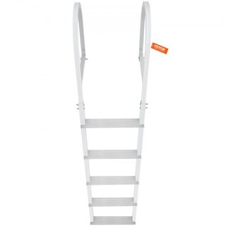 Escalera de muelle, desmontable de 5 escalones, capacidad de carga de 500 lbs, escalera de barco de aleación de aluminio con escalón de 3.1'' de ancho y pedal antideslizante, fácil de instalar par...