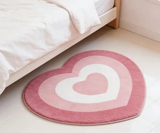 Juego alfombras Corazón Rosa y Blanca/ verde y bla