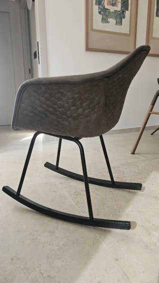 Silla Mecedora Diseño Tela y Metal