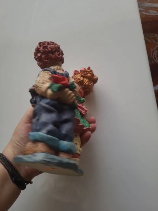 Figura vintage pareja de niños con osito – resina