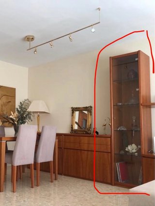 Estantería expositora madera cerezo y cristal