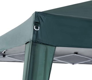 Toldo Plegable de Jardín 2.4X2.4M Estructura de Acero, Cuerdas Antiviento y Bolsa de Transporte, Verde