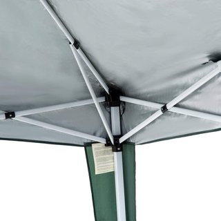 Toldo Plegable de Jardín 2.4X2.4M Estructura de Acero, Cuerdas Antiviento y Bolsa de Transporte, Verde