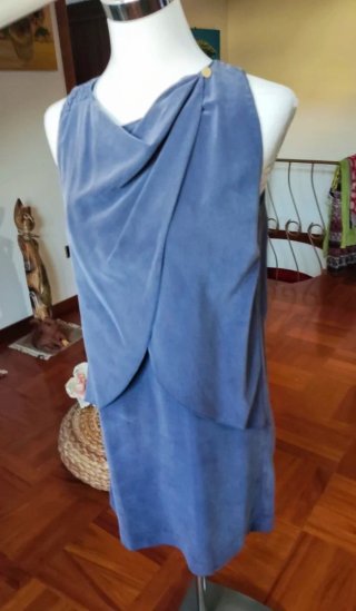 Abito donna pura seta blu