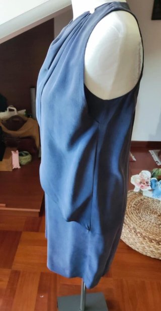 Abito donna pura seta blu