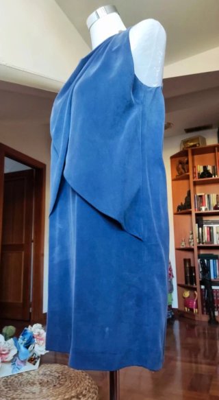 Abito donna pura seta blu