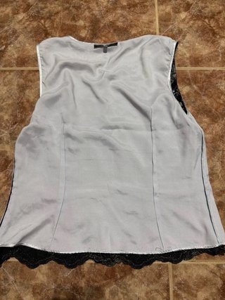 Camiseta encaje floral sin mangas mujer