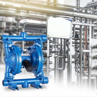 Bomba de Doble Diafragma Operada por Aire, Entrada y Salida de 1/2 pulgada, Cuerpo de Hierro Fundido, 3 GPM y Máx. 90 PSI, Bomba de Transferencia Neumática de Diafragma de Nitrilo para Petróleo, D...
