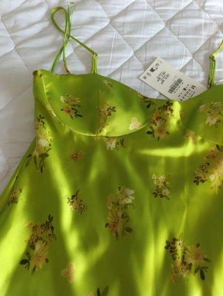 Vestido Zara Lima Neón Floral Talla M