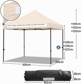 Carpa Plegable Beige 3x3 Exterior