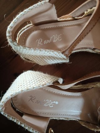 Espadrillas zeppa oro e cuoio