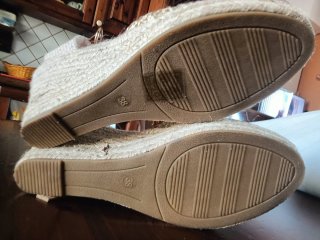 Espadrillas zeppa oro e cuoio
