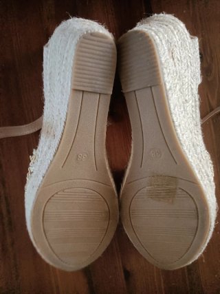 Espadrillas zeppa oro e cuoio