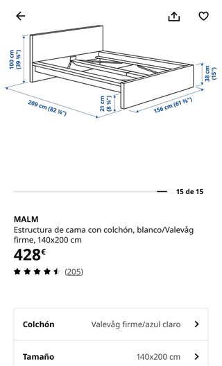 Estructura Cama Malm Ikea Blanca