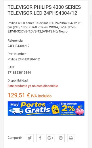Televisor Philips Negro