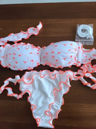 Costume da bagno F**k bianco e arancione