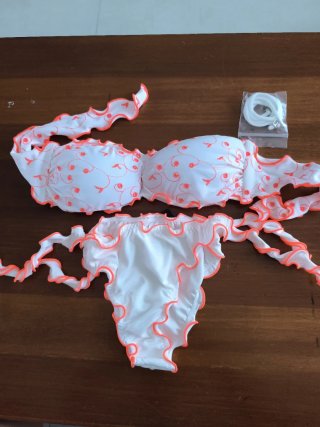Costume da bagno F**k bianco e arancione