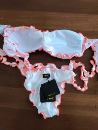 Costume da bagno F**k bianco e arancione