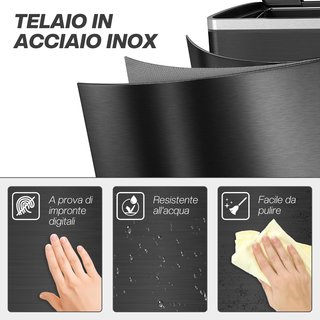 Cubos de Basura de 2 Secciones de 20L con Pedal y Tapa de Cierre Suave, Cesto de Basura de Acero Inoxidable y PP, 40X34.8X59 Cm, Negro